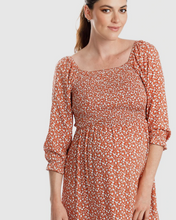 Load image into Gallery viewer, Luna Bump-friendly Shirred Dress - Rust