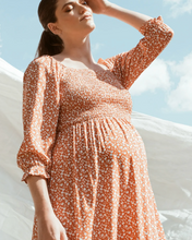 Load image into Gallery viewer, Luna Bump-friendly Shirred Dress - Rust