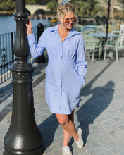 Load image into Gallery viewer, Elliot Pinstripe Maternity & Nursing Shirt Dress