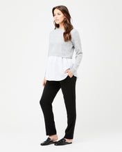 Load image into Gallery viewer, breastfeeding friendly maternity knit top grey
