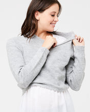 Load image into Gallery viewer, breastfeeding friendly maternity knit top grey