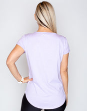 Load image into Gallery viewer, Pregnancy active wear breastfeeding friendly lilac bamboo tee