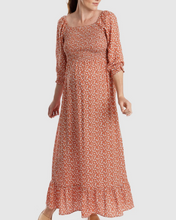 Load image into Gallery viewer, Luna Bump-friendly Shirred Dress - Rust
