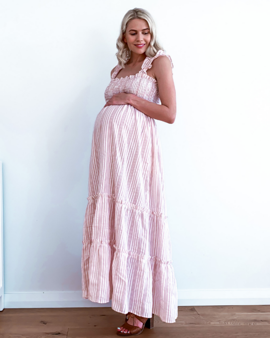 Savannah Tiered Maternity & Nursing Dress - Chantilly Pink