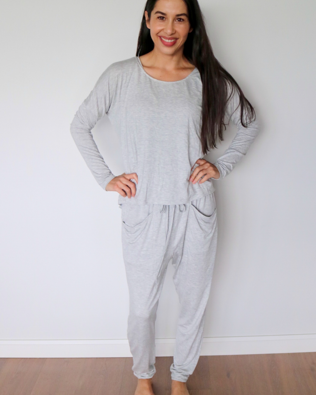 Long Sleeve Pyjama Set - Grey Marle