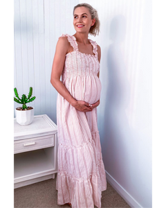 Savannah Tiered Maternity & Nursing Dress - Chantilly Pink