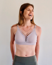 Load image into Gallery viewer, Criss Cross Yoga Crop - Dusty Lilac
