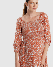 Load image into Gallery viewer, Luna Bump-friendly Shirred Dress - Rust
