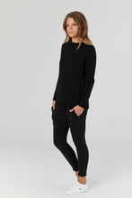 Load image into Gallery viewer, Maternity and breastfeeding friendly top black knit
