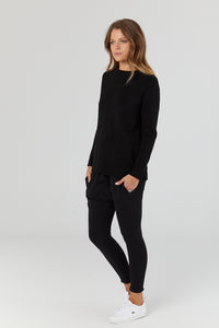 Maternity and breastfeeding friendly top black knit