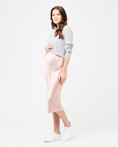breastfeeding friendly maternity knit top grey