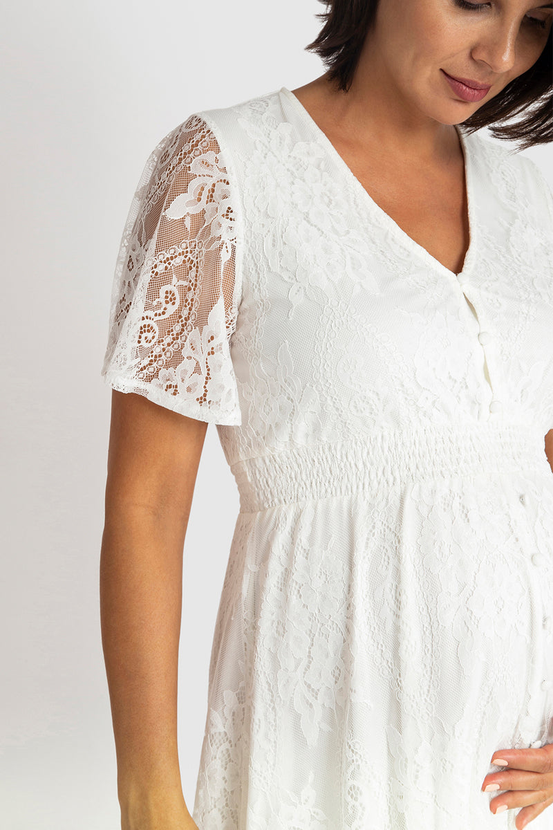 The Wanderer White Lace Maternity Gown – The Bump Boutique
