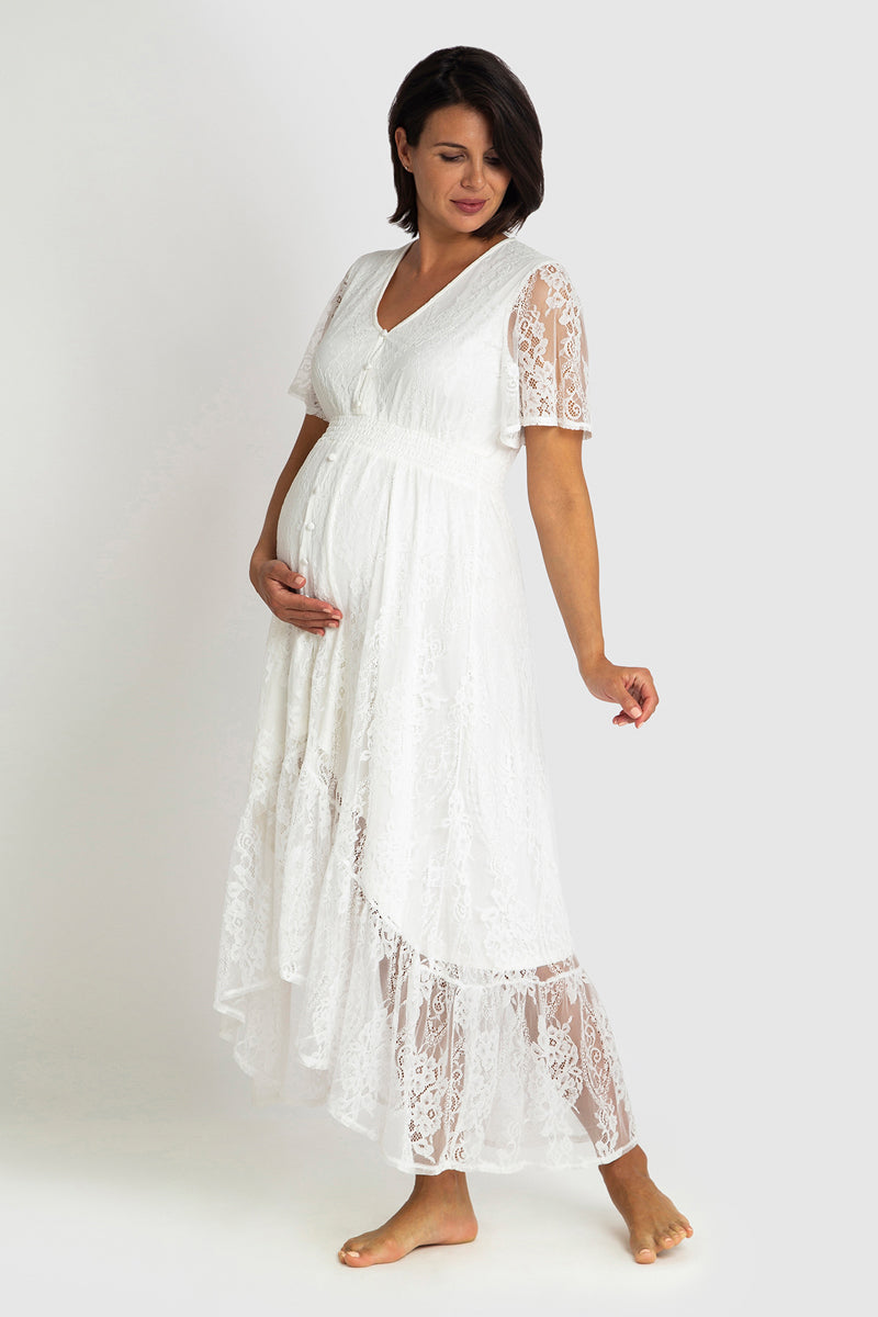 white lace maternity dress australia Boho White Lace Photoshoot Dresses